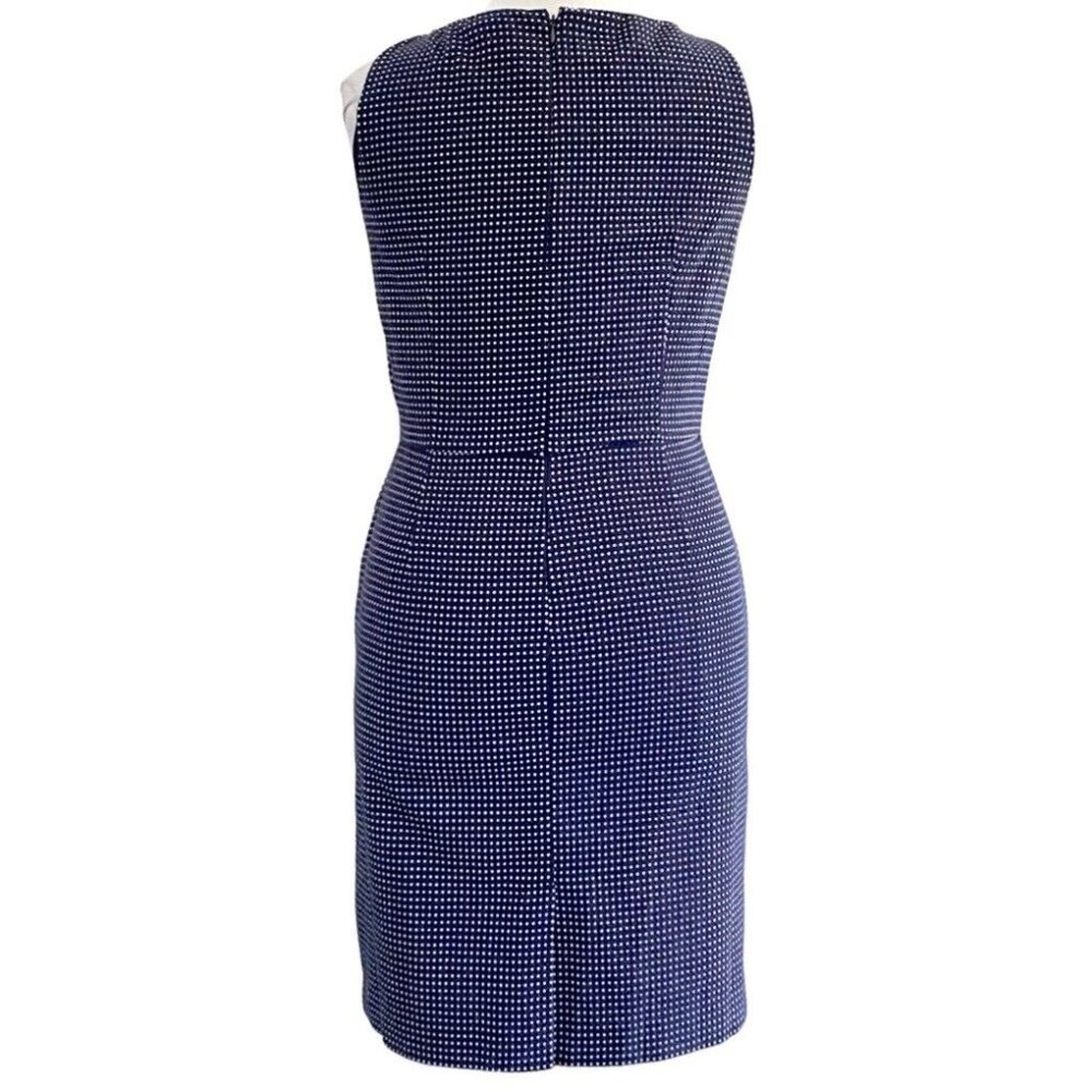 Lauren Ralph Lauren Sleeveless Boat Neck Navy Dot Pattern Woven Dress Sz 14 - Picture 4 of 7